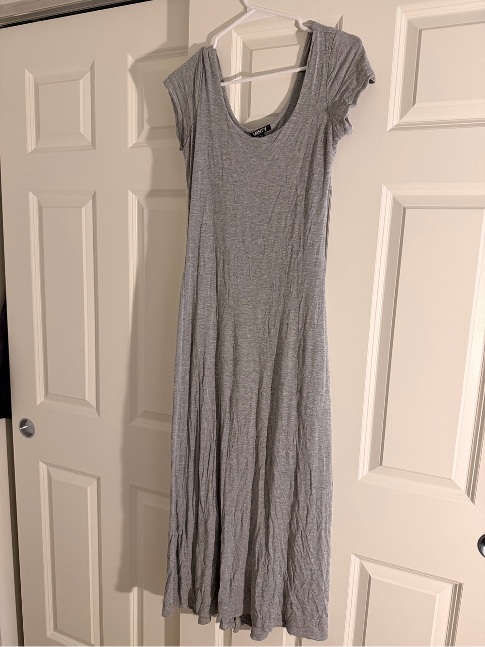 Mint Light Gray Scoop Neck Maxi Dress